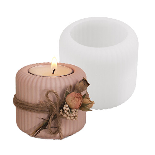 Cylinder Silicone Tealight Holder Silicone-Striped Large Candle