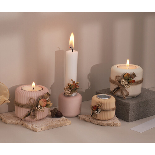 Cylinder Silicone Tealight Holder Silicone-Striped Large Candle 2