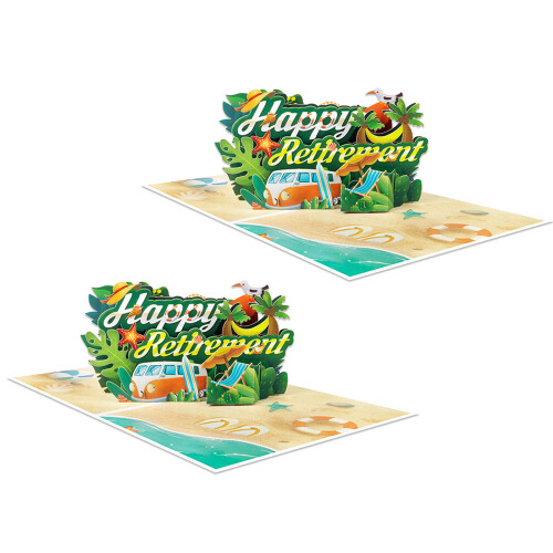 Elegant 3D Foldable Beach Greeting Card Unique 3D-2 sets