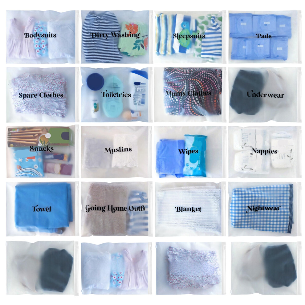 21X Baby Hospital Maternity Organiser Bags Essentials | Baby Shower | Mum To Be | Labor & Delivery Bag Labels Asvp Shop