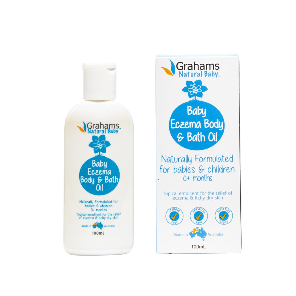 Baby Eczema Body And Bath Oil - Treat Eczema & Cradle Cap, Relief For Itchy, Dry Skin - Clinically Proven Formula - For Ages 0+ Months Grahams Natural