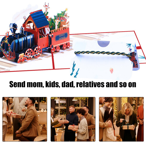 Handmade Christmas Train 3D Card with Woven-Style three 2