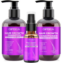 GIFBEA Hair Growth Shampoo and Conditioner Set with Rosemary Oil Serum, Biotin, Argan, Castor, Coconut, Keratin, Rice Water - Hair Loss Treatment,