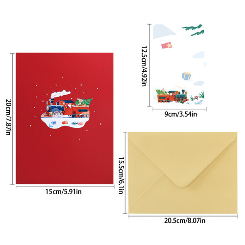 Unique 3D Christmas Train Greeting Card Delicate Print-1 set 2