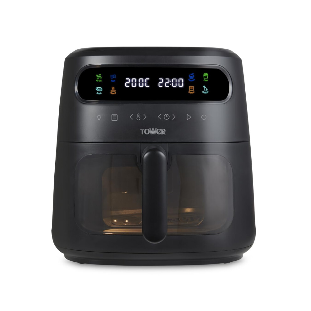 Tower , T17123, Vortx Vizion 7.5L Air Fryer With Colour Digital Display, Digital Control Panel & 7 One-Touch Pre-Sets, 1900W, Black