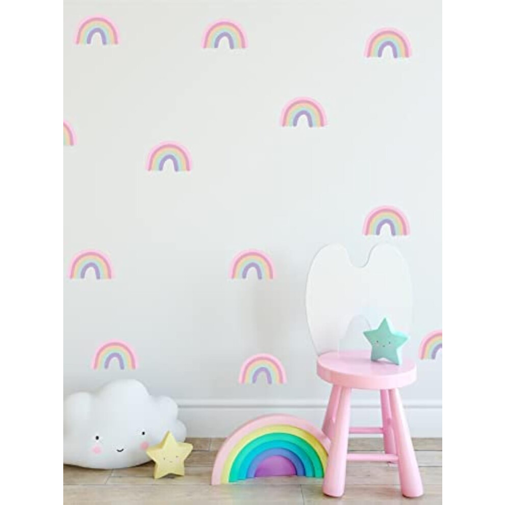 24 Pastel Colour Rainbows Wall Stickers Children's Wall Decals For Nursery Kids Bedroom Removable Wall Art Quotemywall