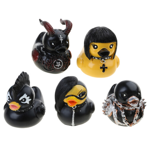 5pcs Goth Duck Resin Statues Punk Rock Duck Charm Delicate