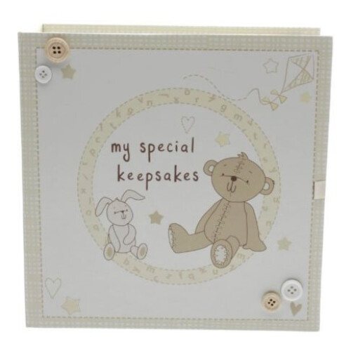 Button Corner Paperwrap Book Baby Keepsake Box With Drawers CG689 2