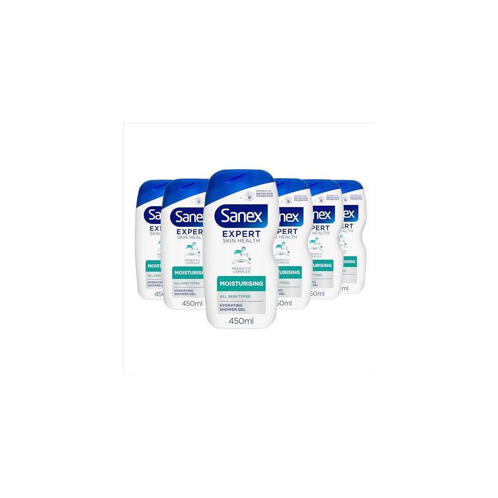 Sanex Body Wash - Expert Skin Health - Moisturising Shower Gel - Dermatologist Tested Hydrating For All Skin Types - Multipack - 6 Pack - 450Ml