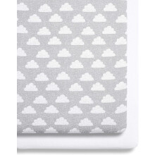 2 Pack Crib Fitted Sheets 44 x 80cm ? Cloud Nine Design ? Light, Breathable & Luxurious Jersey Cotton Made to Last & Designed to Fit Sn?zPod Bedside
