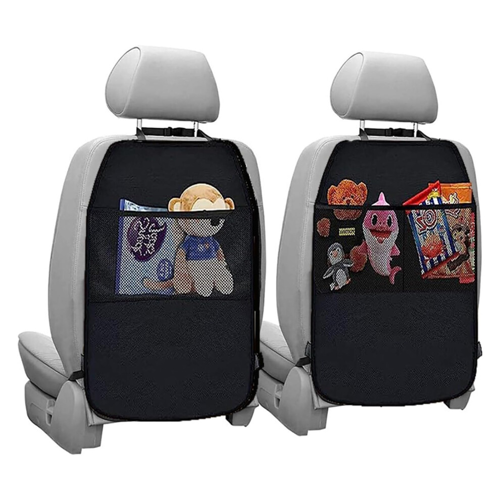 2 Pcs Car Seat Organiser,Car Organiser,Waterproof Car Seat Storage Pockets With 2 Pockets,Kids Back Seat Organiser For Rear Seat Protectors, Funmo