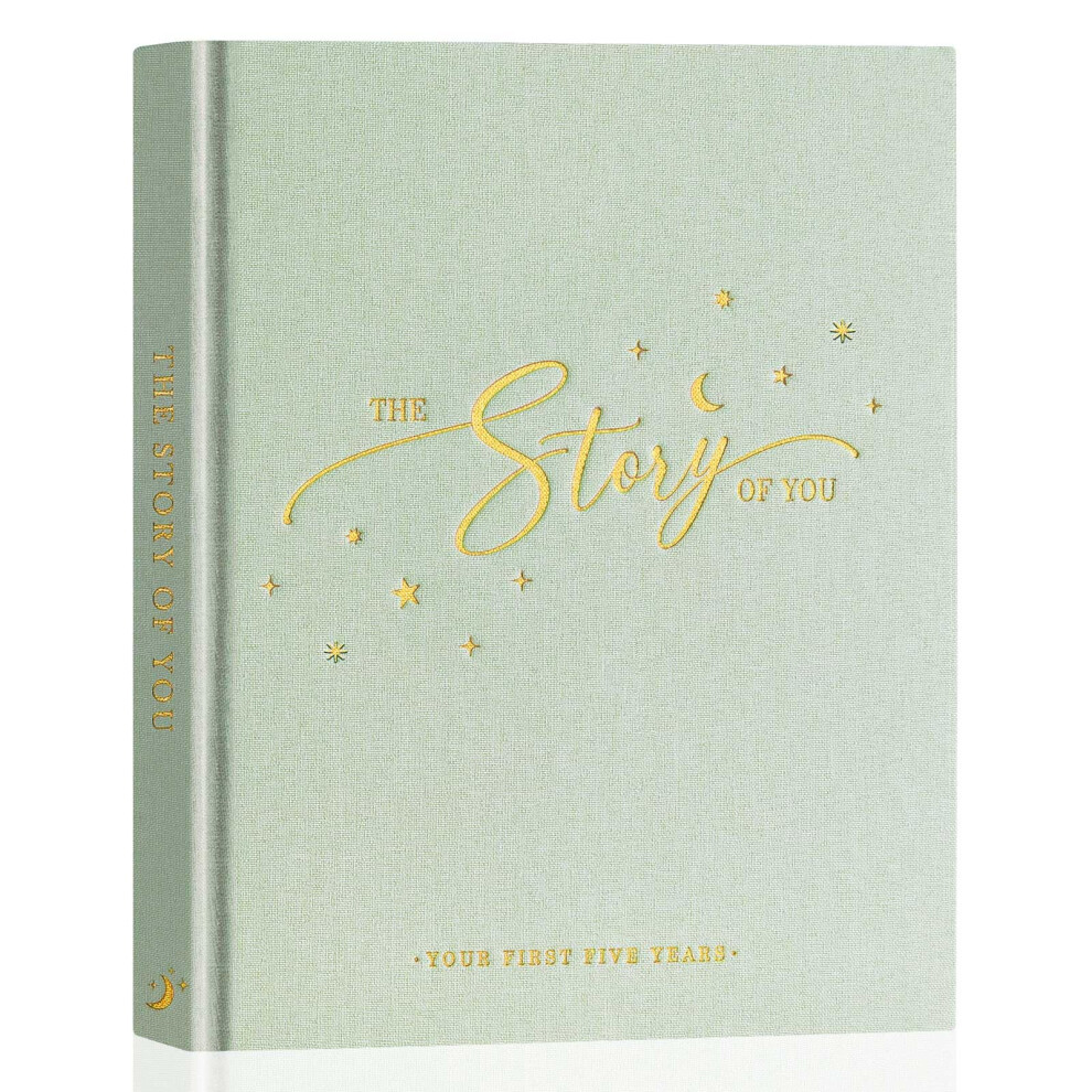 Baby Memory Book - Linen Baby Book Memories Keepsake - The Story Of You - Newborn Baby First 5 Year Journal Scrapbook Photo Book Milestone Album Lanpn