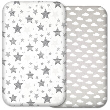 Next to Me Crib Sheets - 2pcs Baby Crib Sheets Set - 100% Organic Cotton to fit Bedside Cribs - Made in Europe ? 83 x 50 cm (83x50cm, Grey
