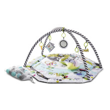 Kinderkraft Baby Playmat SMARTPLAY, Educational Mat, Activity Play Gym, with Ajustable Fitness Frame, Playpen Function, Accessories, Hanging Rattle, 5