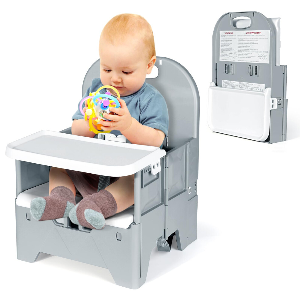 Foldable Toddler Booster Seat Dining Chair,Stable Baby Chair Booster Seat Toddler With Dining Tray,Abs Material And Sturdy Structure,Easy To Orzbow