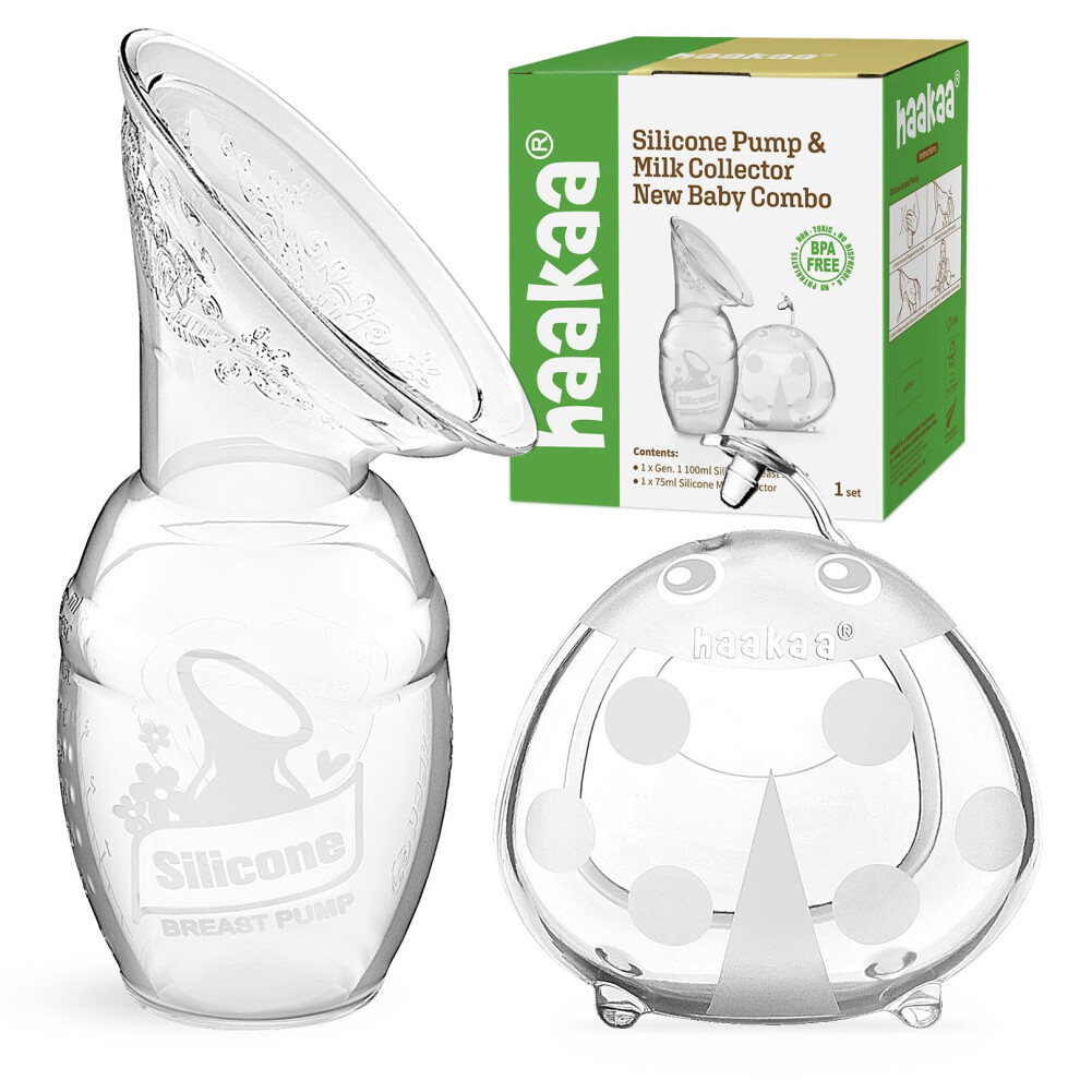 Manual Breast Pump & Ladybug Breast Milk Collector Combo For Collecting Breastmilk, Bpa Free Haakaa