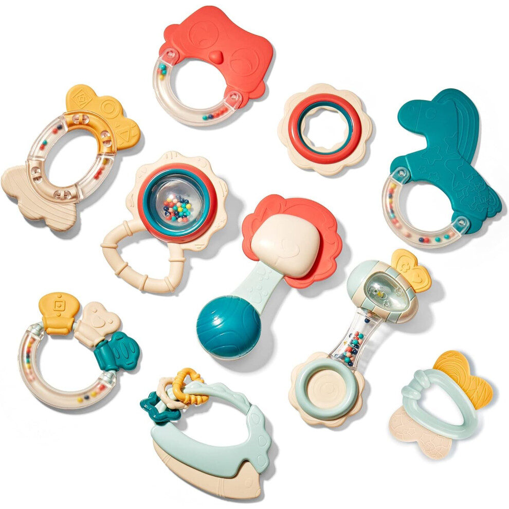 Hahaland Baby Rattle Teething Toys For Babies 0-6 Months - Baby Toys 0-6 Months - Infant Baby Toys 6-12 Months - Rattles Teethers For Babies 0-3-6-12