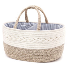 Yueshop Baby Nappy Caddy Organiser, Multifunctional Cotton Rope Baby Diaper Caddy Nursery Portable Storage Wipes Bag with Adjustable Paste Dividers