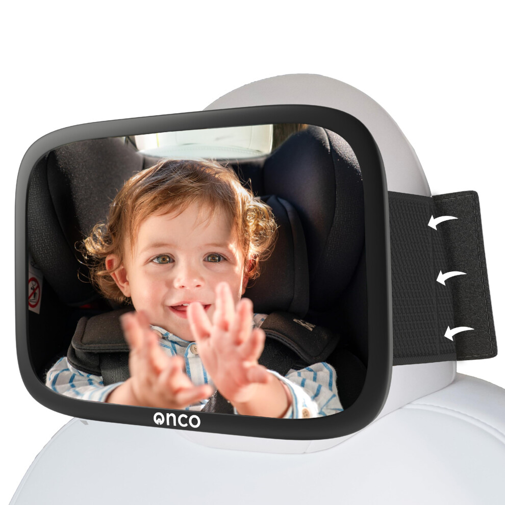 Baby Car Mirror For Fixed Headrests - 100% Shatterproof & Shakeproof, Tesla-Compatible Car Mirror Baby Rear View, Non-Slip With 360? Rotation Onco