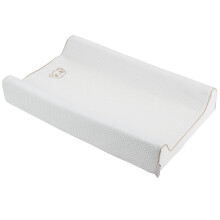 CuddleCo Luxurious Bamboo and Memory Foam Changing Mat -Soft and Supportive Solution for Comfortable Diaper Changes - Natural White