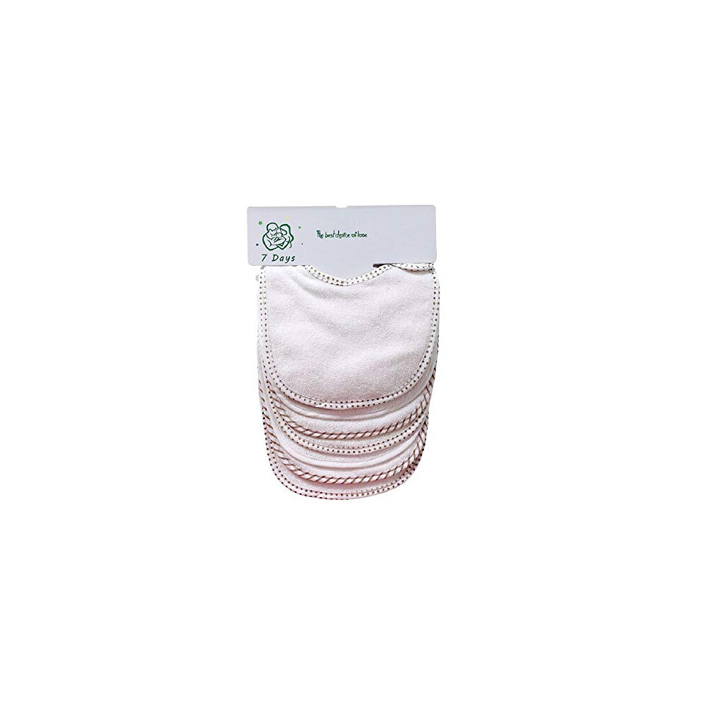 Little Lucky Baby Bandana 7 Bibs Set (White), Food Bib, 80% Cotton, Absorbent, Unisex-Babies