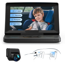 WOLFANG 1080P Baby Car Camera with 5? Screen, USB-C Plug and Play Easy Setup, Car Baby Monitor with Loop Recording, Photo Mode, Night Vision Camera,