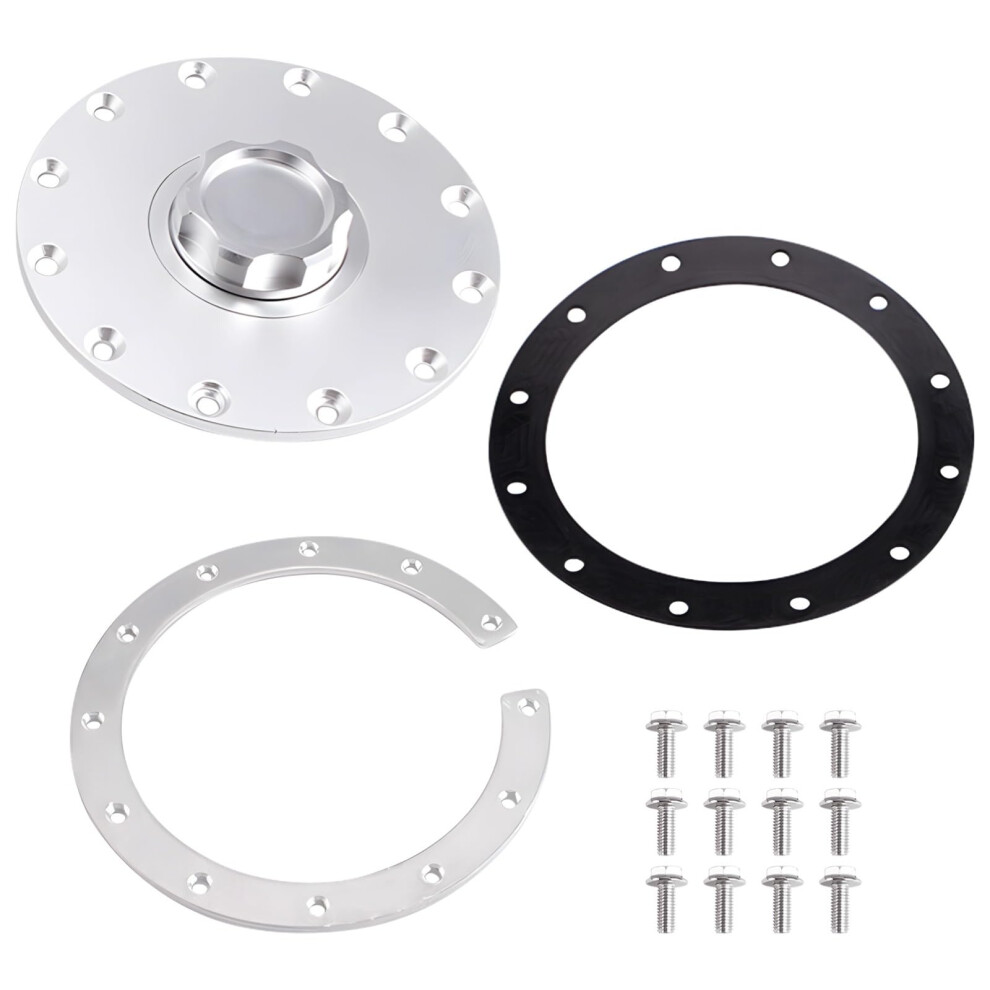 Aluminum Fuel Tank Cap With Gasket, Flanged Leakproof Seal, Universal Fit, 2 Gaskets 12 Bolts 9119770983770