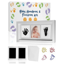 MOXTOYU Baby Handprint and Footprint Photo Frame Kit, 2 Clean-Touch Baby Handprint Ink Pads with 6 Imprint Cards, Non-Toxic to Newborn Baby, Baby