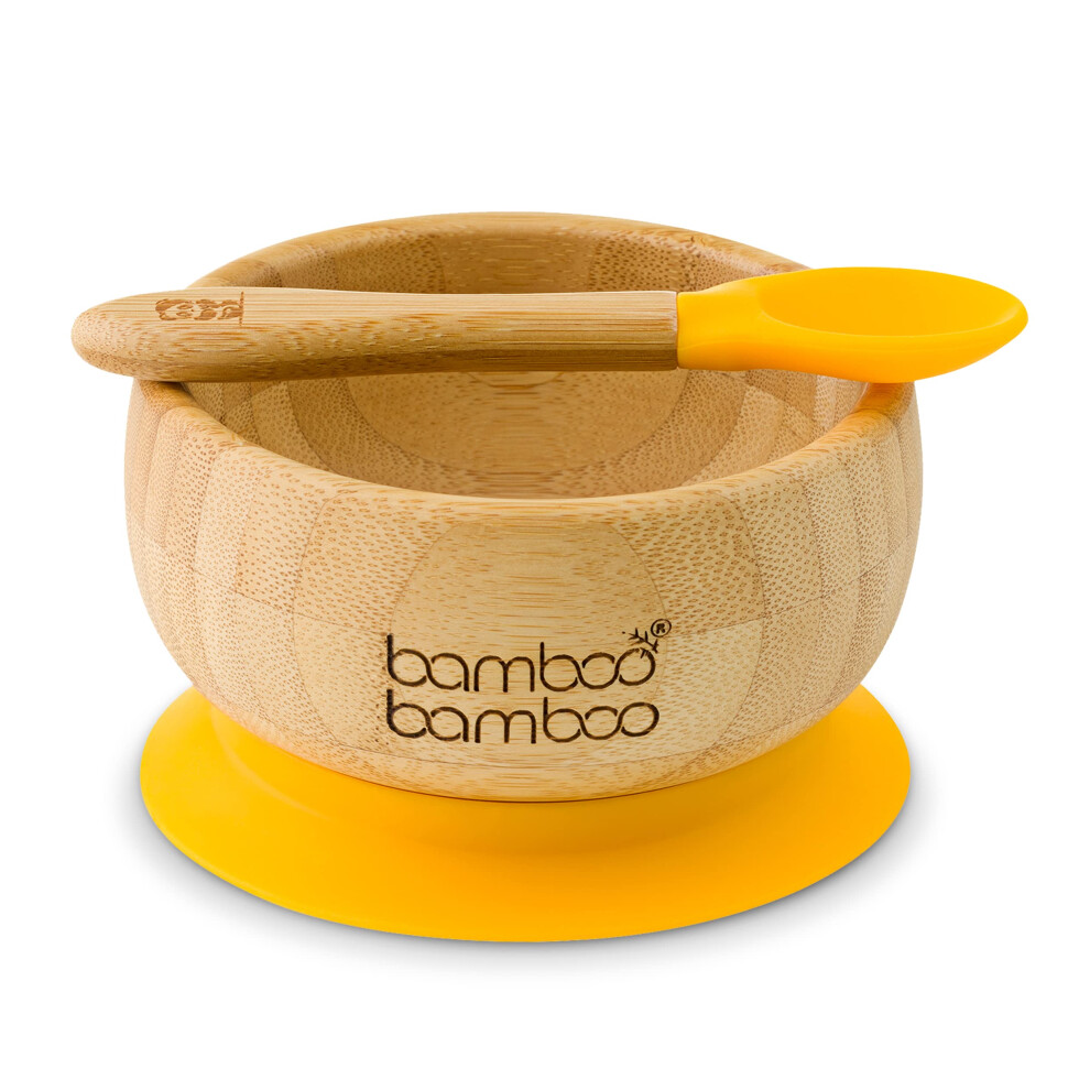 Baby Bowl And Spoon Set, Baby Bowls For Weaning, Baby Suction Bowl With Silicone Suction Ring, Toddler Bowls With Baby Spoon, Weaning Bamboo Bamboo
