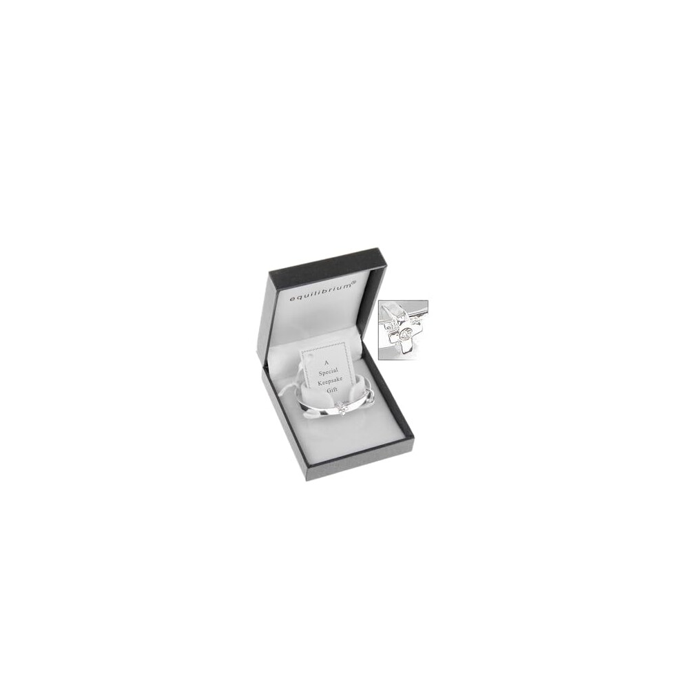 Plated Christening Or New Baby Bangle (6780) Silver Equilibrium