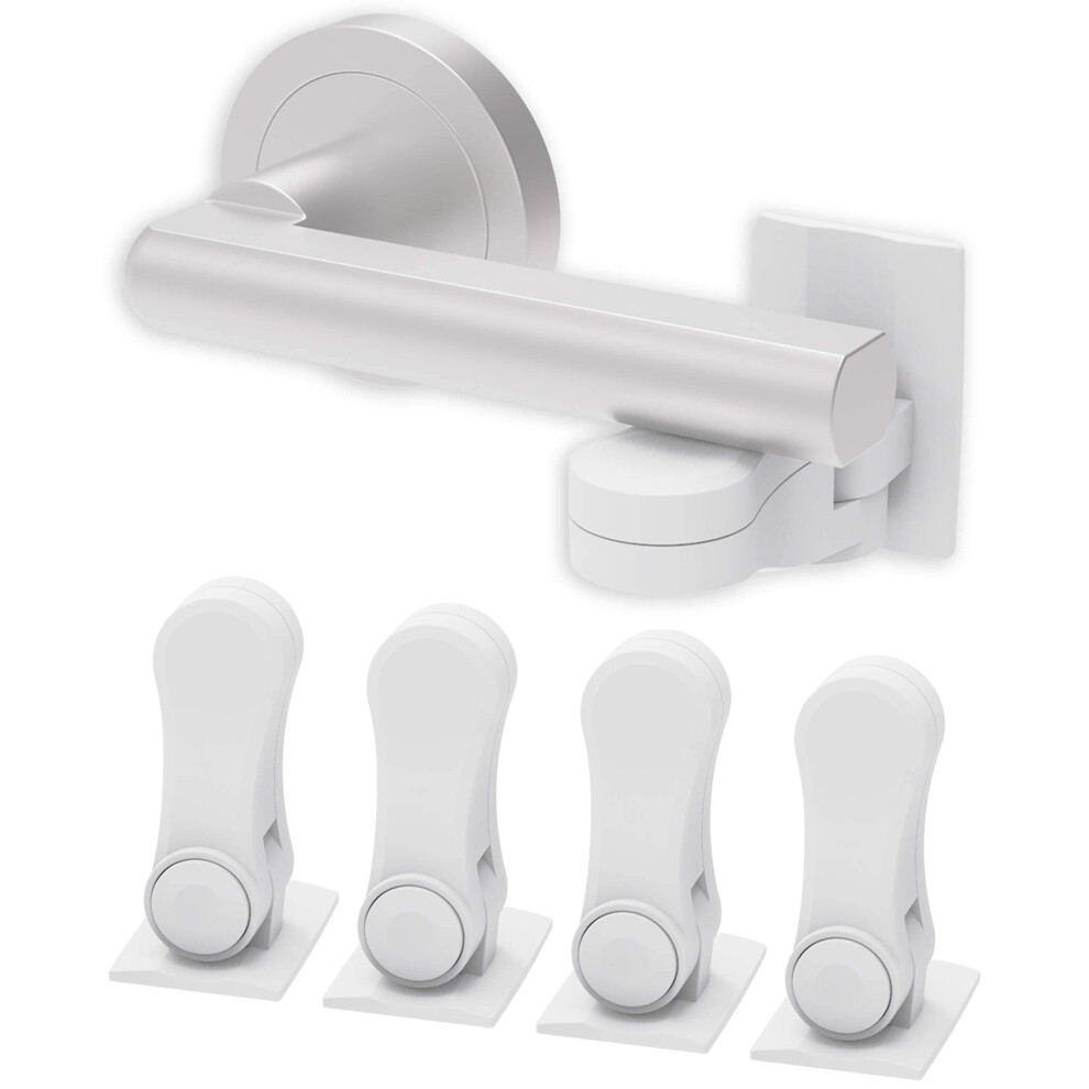 Child Proof Door Lever Lock (4-Pack) - Door Handle Lock - 3M Adhesive - Minimalist Design - No Drilling Child Safety Door Handle Locks Inaya