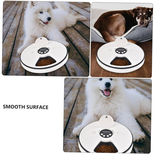 Automatic Pet Feeder Timer 6Compartment Dry Food Dispenser For Cats And Dogs Grey White Programmable Schedule 2