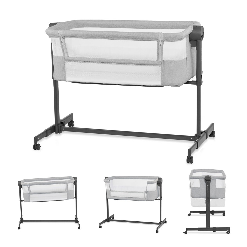 Kinderkraft Neste Up 2 Bedside Crib, Travel Cot, Co-Sleeping Bed, Ajustable Height, Foldable Side Wall, Transport Wheels, With Accessories, Cotton