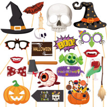 Vysokokvalitné kartónové rekvizity pre strašidelné kostýmy, halloweenske masky na párty pre žiarivú súpravu na fotobúdku (40 ks)