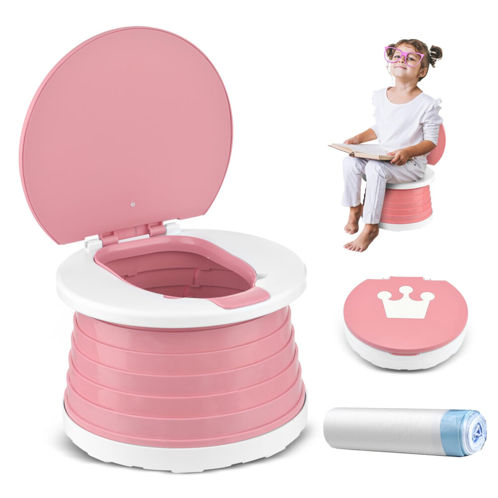 Travel Potty 2-In-1 Portable Potty Foldable Kids Training Toilet Seat Girls Baby Carry Potty Childrens Car Potty Chair For Camping Park With Visator