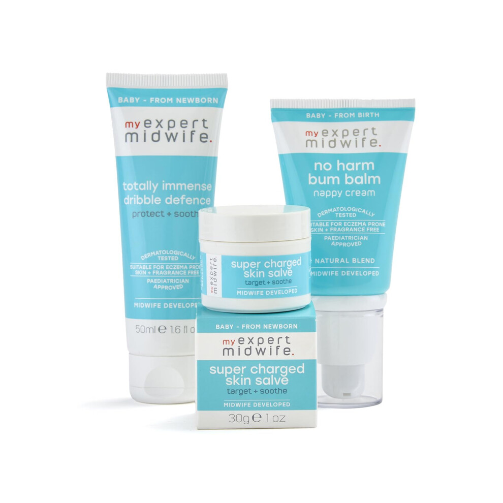 Newborn Baby Mega Mild Skin Saviours Kit | Clean Natural Ingredients | Suitable For Sensitive Skin + Fragrance Free | Set Of 3 With My Expert Midwife