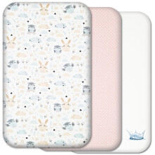 Next to Me Crib Sheets - 3pc Crib Fitted Sheet Set - 2 Fitted Cotton Sheets and 1 Waterproof Mattress Protector for Bedside Cribs - 100% Organic
