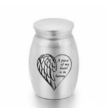 Mini Urn Engraved Cremation Ashes Keepsake Aluminum Alloy Silver Angel Memorial Urn