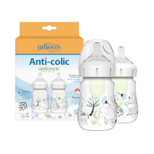 Dr. Brown's Anti-Colic Options+ Wide-Neck Baby Bottle, 5oz/150ml, 2-Pack - Jungle Design
