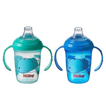 Nuby Grip N Sip Water Bottle - No Spill Sippy Cup | 240ml / 8oz | Twin Handle | Dishwasher and Microwave Safe | Suitable Beaker for 4 Months Plus,