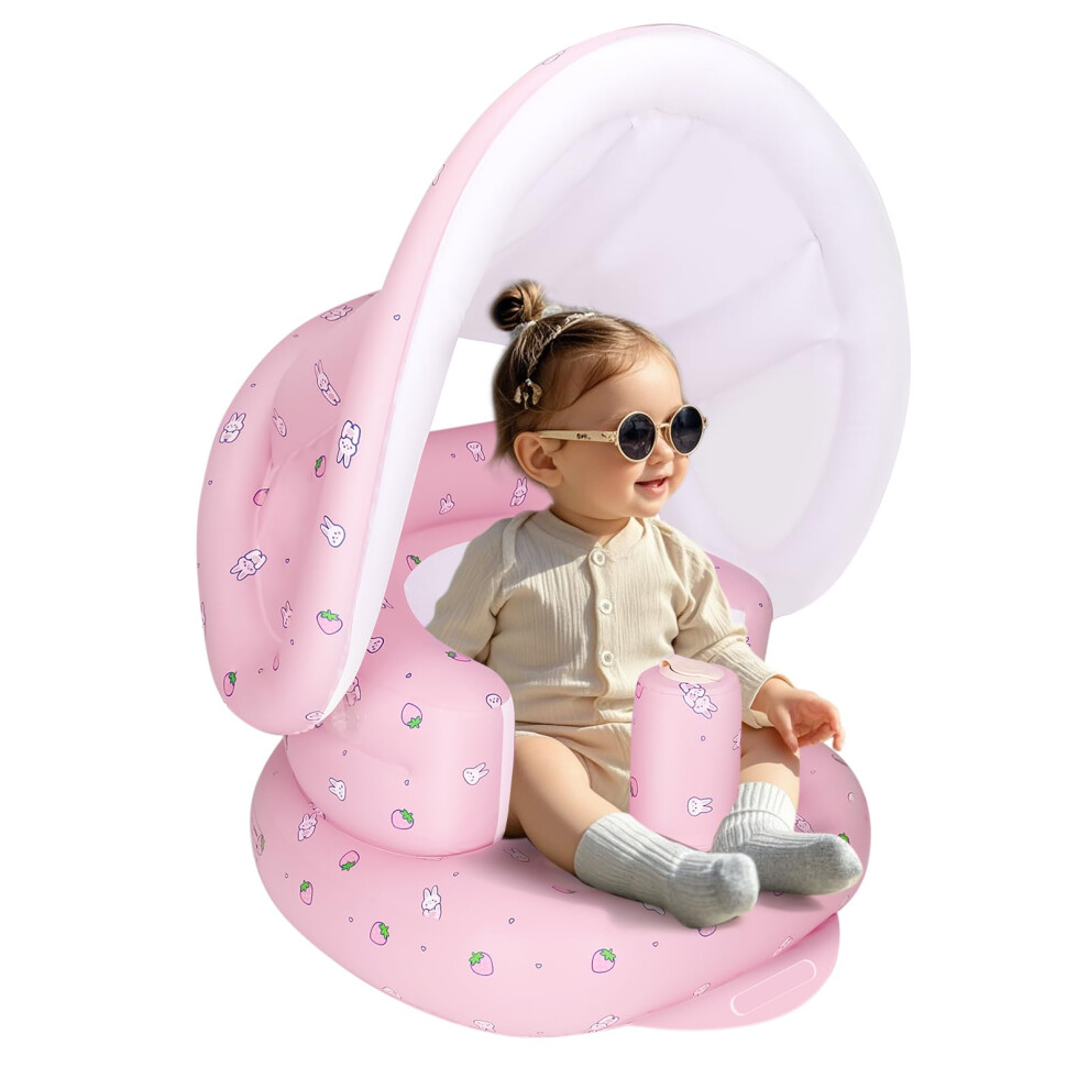 Inflatable Baby Seat With Detachable Canopy And Built-In Pump, Inflatable Baby Chair For Babies 3 Months And Up, Bumbo Seat For Babies, Infant Airswim