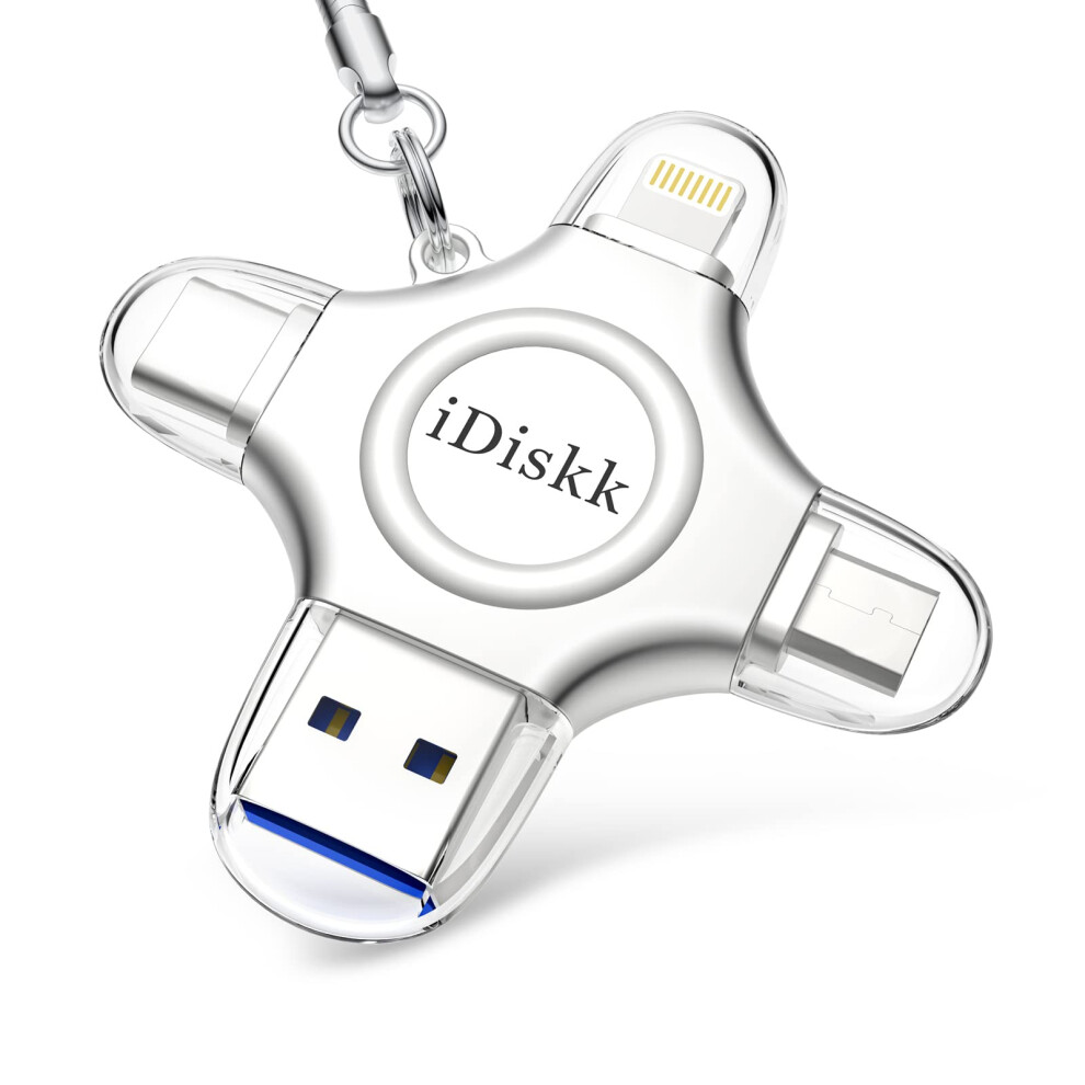 Idiskk Certified 128Gb Mfi Lightning Disk For Iphone, 4 In 1 Memoria Usb For Iphone/Ipad Pro/Mac/Pc, Iphone Usb Flash Drive For Ios/Usb-C Devices And 8000002708128