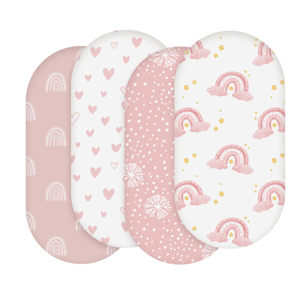 Moses Basket Sheets 82X41cm, Baby Bassinet Sheets Pram Sheet Fitted For Boy And Girl, Crib Fitted Sheets Oeko-Tex100 Fit For Oval, Soarwg Kids