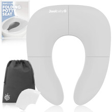 Jool Baby Folding Travel Potty Training Seat for Toddlers, Fits Round & Oval Toilets, Non-Slip Suction Cups, Includes Free Travel Bag (Grey)