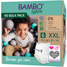 Bambo Nature Premium Training Pants, Size 6 (15+kg), XXL, 90PK, Pull Ups, Eco-Labelled Potty Training Nappy Pants, Secure, Comfortable, Discreet for