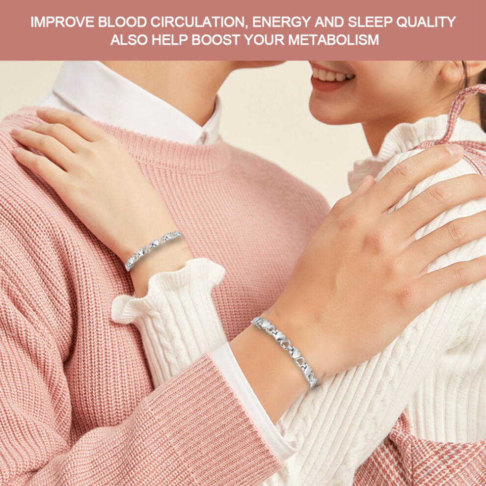 Lymph Drainage Ring & Bracelet Set, Titanium Steel Magnetic Bracelet for Women with 3500 Gauss Magnets, Hollow Heart Design for Circulation and