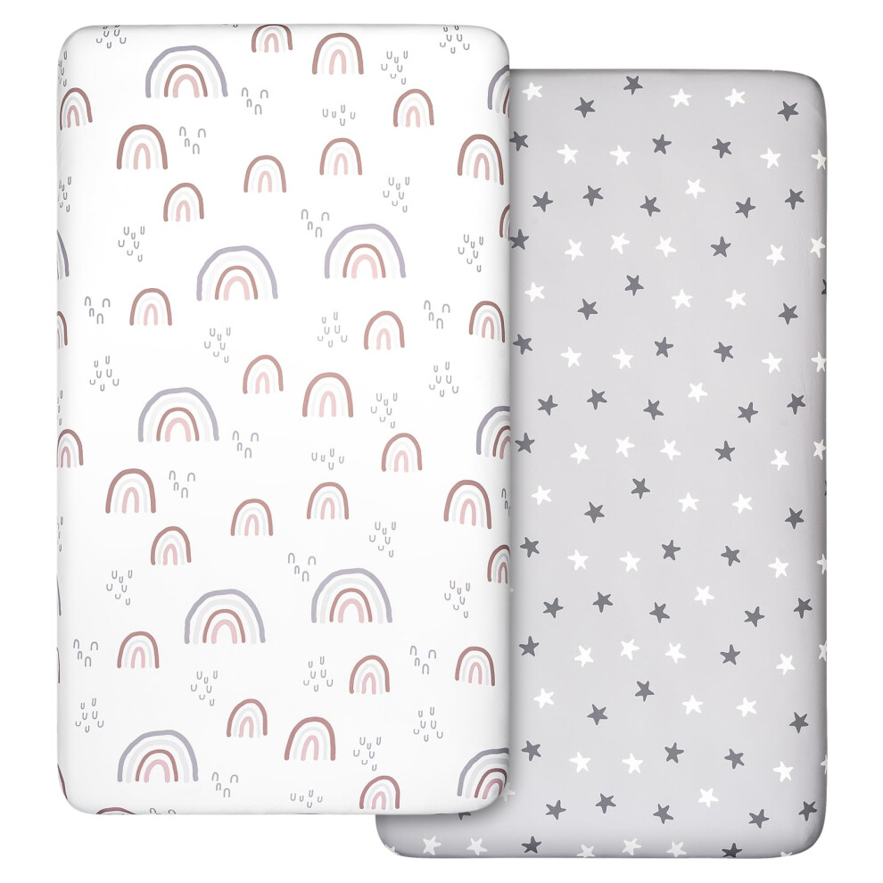 Gllquen Baby 2 Pack Cot Sheets, 100% Microfiber- Breathable, 120 X 60Cm Cozy And Lightweight Cot Fitted Sheets, Oeko-Tex100, Fits All Bassinet Mattress Shapes,