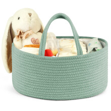 Maliton Nappy Caddy, Cotton Rope Newborn Essentials Diaper Sturdy Portable Baby Caddy Storage Basket with Detachable Compartments, Organiser as Shower