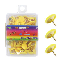 200Pieces Nickel Plated Push Pins Round Flat Metal-Yellow