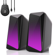 SOULION C30 PC Speakers for Desktop Computer Bluetooth Soundbar for Monitor, Laptop, Gaming, 3.5mm Aux input, USB Powered, Colourful LED Lighting, 1